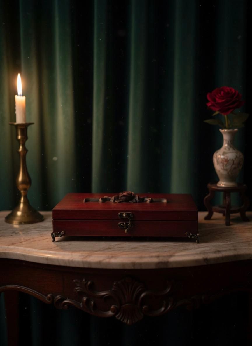 Gül Motifli Kabartmalı Takı Kutusu