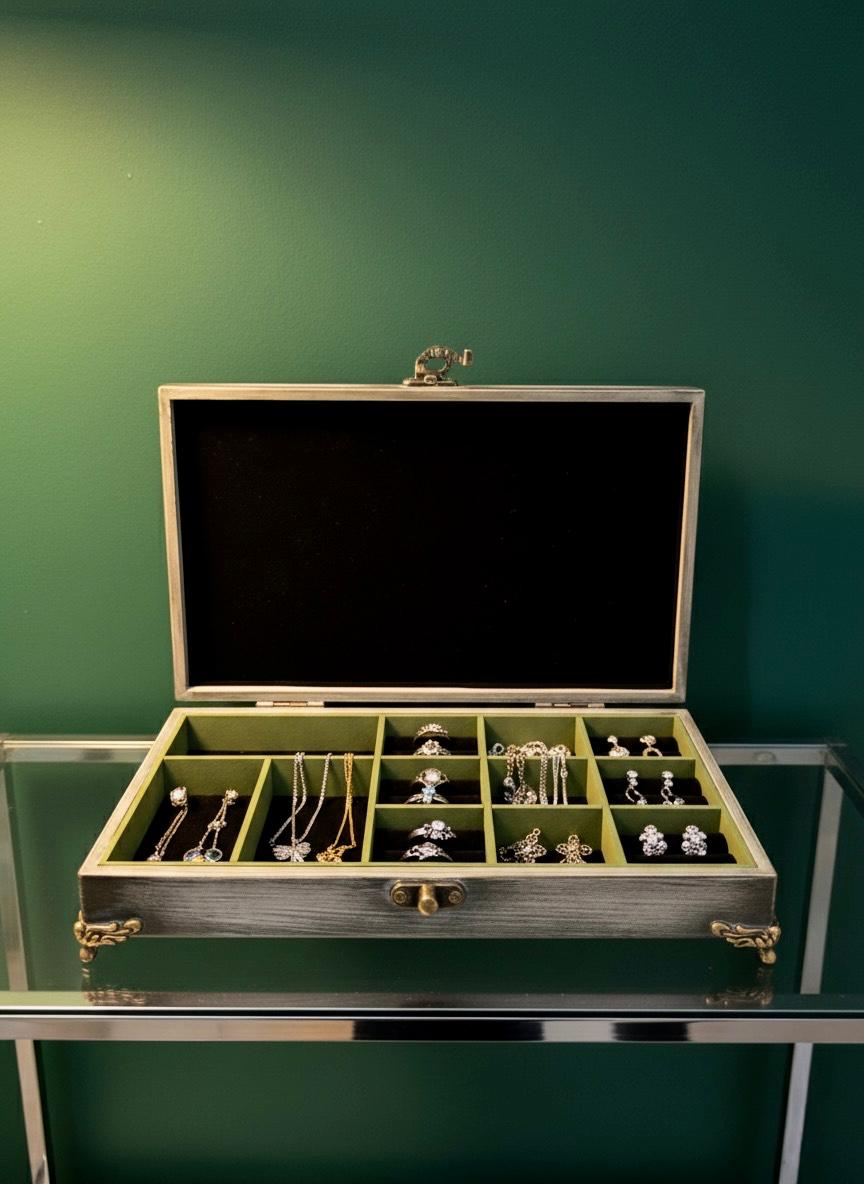 Altın Yapraklı Şık Takı Kutusu